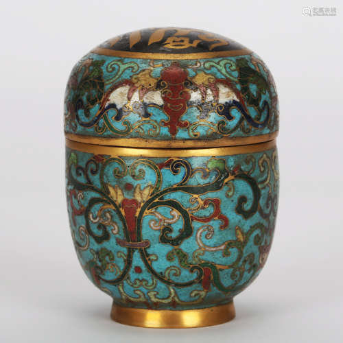 CHINESE CLOISONNE COVER JAR