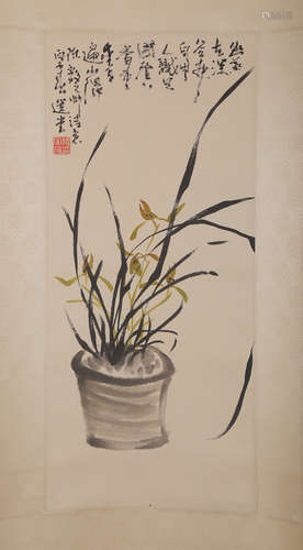 CHINESE INK AND COLOR SCROLL PAINTING