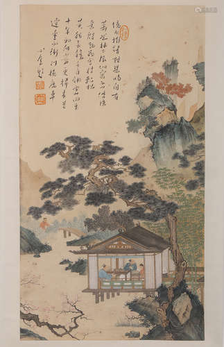 CHINESE INK AND COLOR SCROLL PAINTING