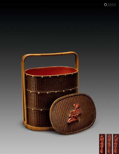明嘉靖 竹篾髹漆提篮食盒