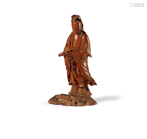 十七/十八世纪 黄杨木雕观音像