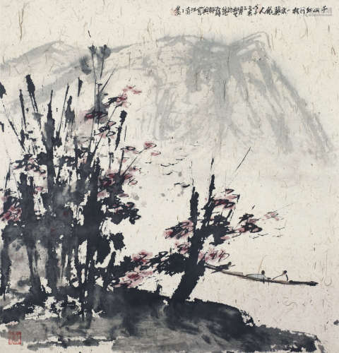 崔如琢（b.1944） 2008年作 千山红树图 镜心 设色纸本