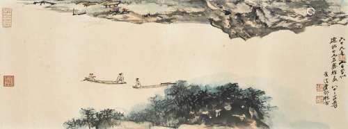 张大千（1899～1983） 1980年作 泛舟图 镜心 纸本