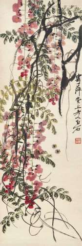 齐白石（1864～1957） 紫藤蜜蜂 立轴 纸本