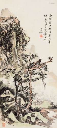 黄宾虹（1865～1955） 松下高士 立轴 纸本