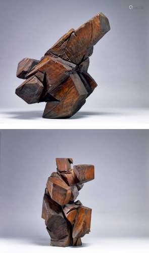 朱铭（b.1938） 1996年  太极系列 （两件一组） 木雕