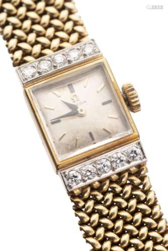 Petite montre-bracelet de dame Omega à bracelet en or jaune .750 avec 10 diamants de [...]