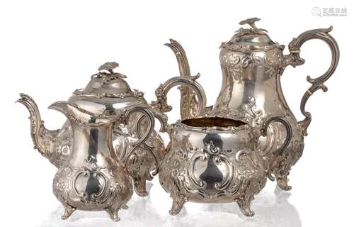 Service à thé et café en argent sterling anglais .925 de Londres de 1859, [...]