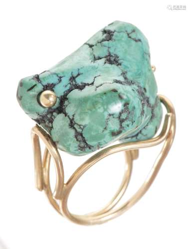 Bague en or jaune .750 avec une turquoise baroque Poids 19.1 g - - Vintage – Mode [...]