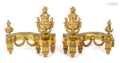 Garniture de cheminée ou chenets en bronze de style et d'époque Nap. III. H. [...]