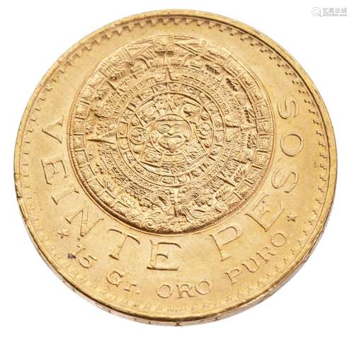 1 pièce de veinte pesos des Estados unidos Mexicanos de 1959 Poids 15 g d'or [...]