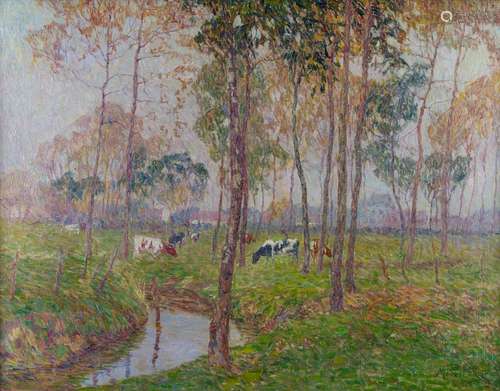 Vaches en bord de rivière, 1915