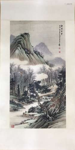 A CHINESE SCROLL PAINTING, WANG JUNBI