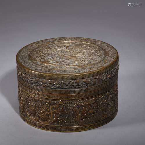 A BRONZE CARVED BOX AND COVER, QIANLONG MARK