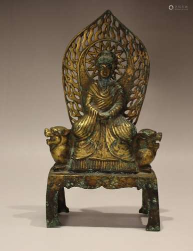 A GILT-BRONZE FIGURE OF BUDDHA