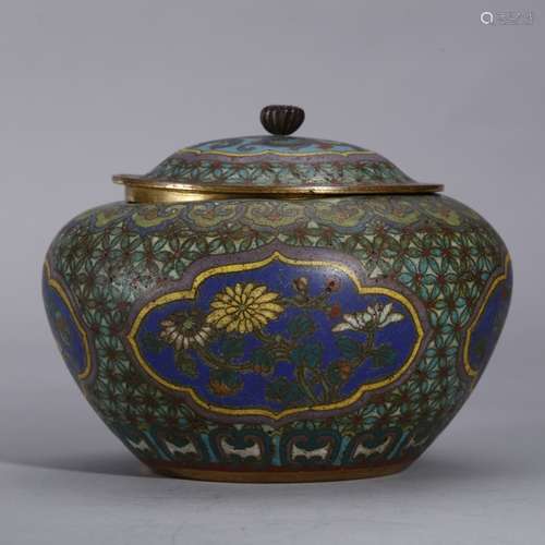 A CHINESE COLISNNOE ENAMEL JAR AND COVER