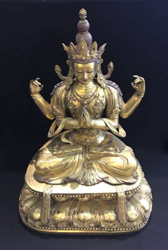 A GILT-BRONZE FIGURE OF BODHISATTVA