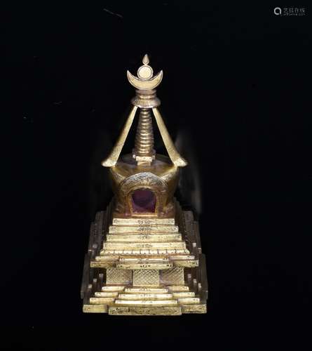 A GILT-BRONZE STUPA