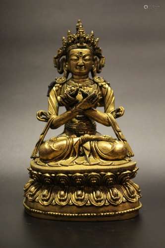 A GILT-BRONZE FIGRUE OF BODHISATTVA