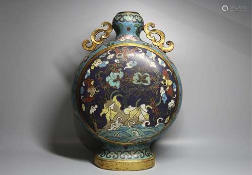 A CLOISONNE ENAMEL MOON FLASK VASE