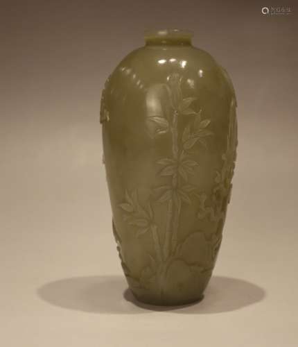 A JADE CARVED VASE