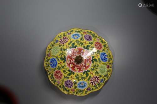 A CLOISONNE ENAMEL NUT VESSEL AND COVER