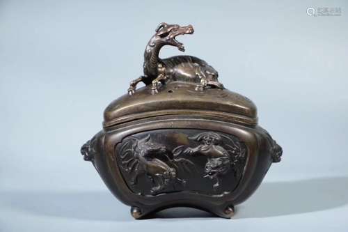 A BRONZE CENSER AND COVER