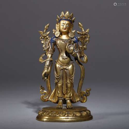 A GILT-BRONZE FIGURE OF MAITREYA