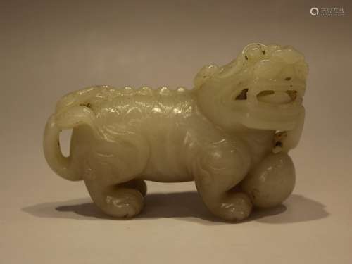 A JADE CARVED LION