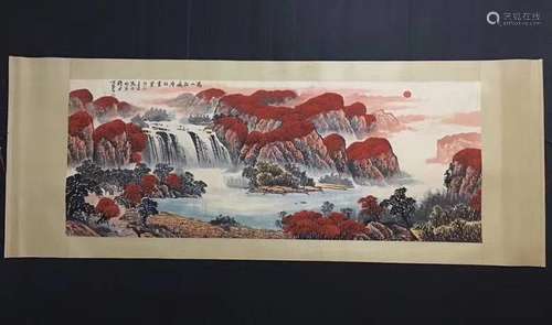 A CHINESE SCROLL PAINTING OF LANDCAPE