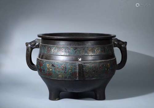 A CLOISONNE ENAMEL TRIPOD CENSER