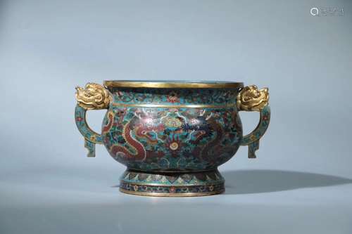 A COLISONNE ENAMEL CENSER, QIANLONG MARK