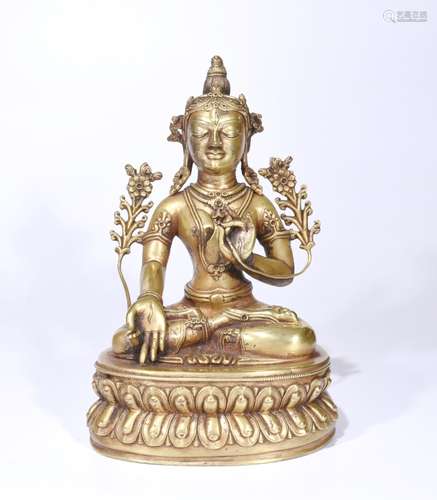 A GILT-BRONZE FIGURE OF BODHISATTVA