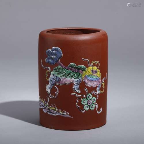 A YIXING WARE BRUSH POT