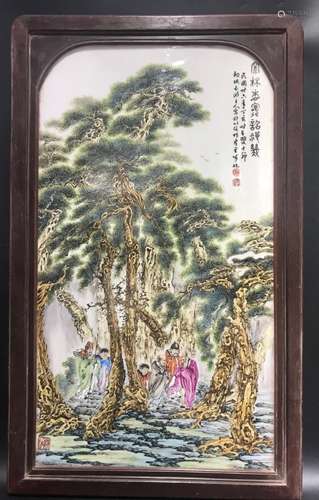 A FAMILLE ROSE PLAQUE, WANG BU