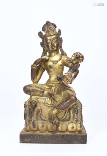 A GILT-BRONZE FIGURE OF TARA