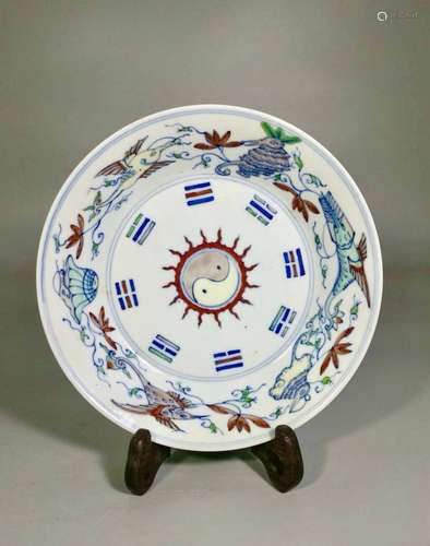 A DOUCAI CHARGER, YONGZHENG MARK