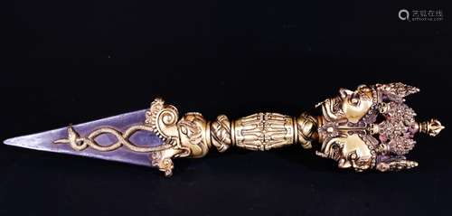 A GILT-BRONZE RITUAL KNIFE