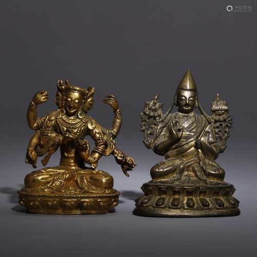 TWO GILT-BRONZE TIBET FIGURES OF BUDDHA