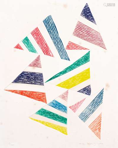 Piero Dorazio, Komposition mit dreieckigen Farbfeldern. 1988.