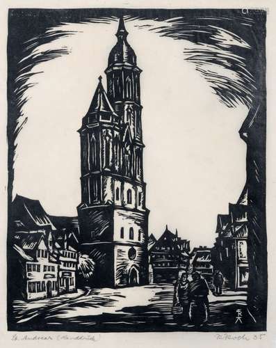 Rudolf Koch, Sechs Dorf- und Kirchendarstellungen aus der Umgebung von Braunschweig. 1930 s.