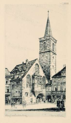 Hans Kirst, Drei Ansichten von Erfurt (Der Dom und Severikirche, Aegidienkirche). Um 1957.