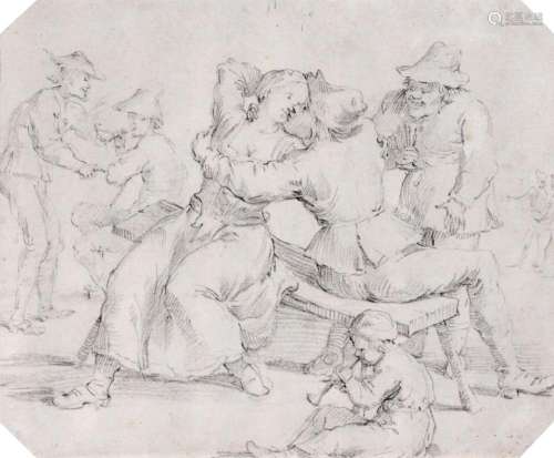 Niederlaendischer Zeichner (in der Art von Adrian Brouwer), Wirtshausszene. Wohl 17th cent.