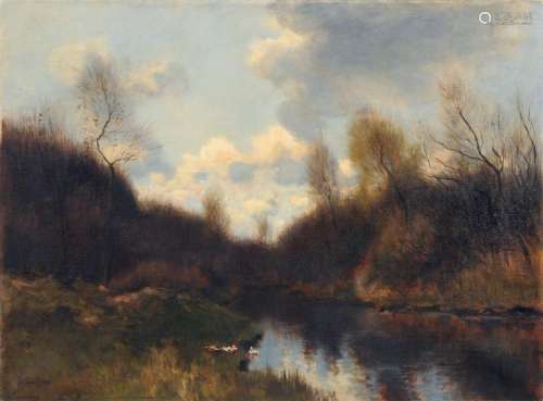 Johannes Cornelis van Essen, Herbstliche Flusslandschaft. Wohl 1890 s.