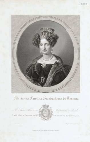 Verschiedene Stecher, Drei Bildnisse der Maria Anna Carolina, Grossherzogin der Toskana. 19th cent.