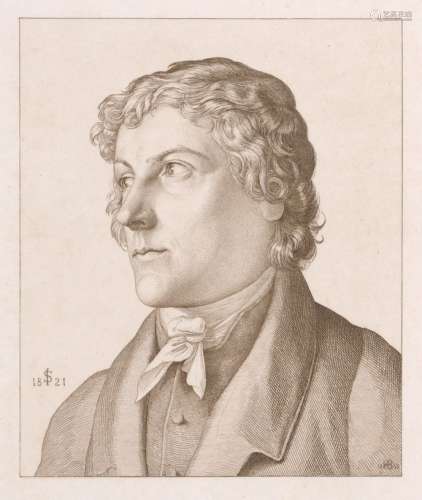 Hugo Buerkner (nach Julius Schnorr von Carolsfeld), Bildnis des Malers und Radierers Johann Christian Erhard. 1860.