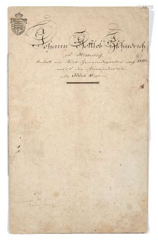 Zwei Verkaufsurkunden des koeniglichen Justizamts Radeberg zwischen Karl Johann Koenig und Johann Gottlob Schiedrich. 1843.