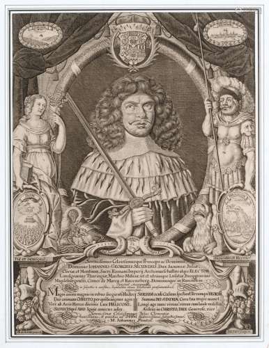 Johann Duerr, Zwei Bildnisse Johann Georg II. sowie seiner Frau Magdalena Sibylla und eine Sarkophagdarstellung Johann Georg I. Mid 17th cent.