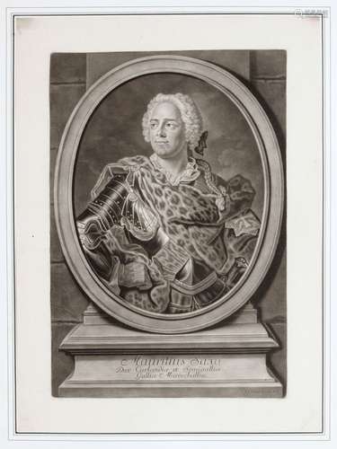 Johann Jakob Haid (nach Hyacinthe Rigaud), Bildnis von Moritz von Sachsen, gen. „Marechal de Saxe“. Mid 18th cent.