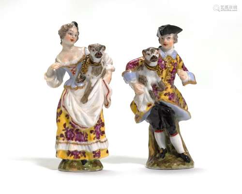 PAIR OF FLACONS DESIGNED AS FIGURES,